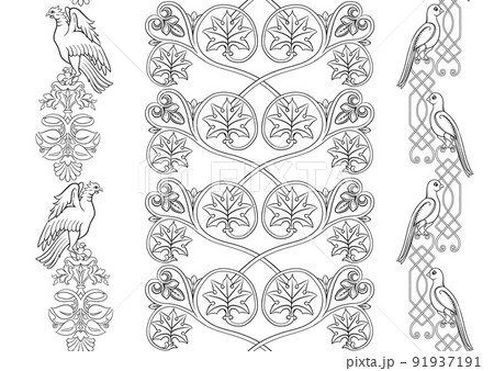Byzantine traditional historical motifs of animals, birds, 91937191