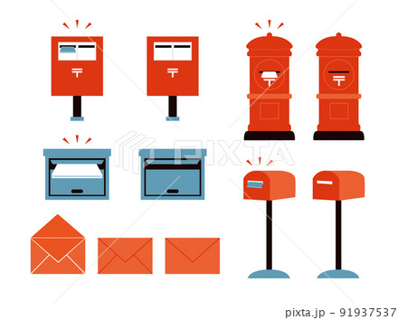 ポストに手紙を投函する ポストに手紙を投函する 91937537