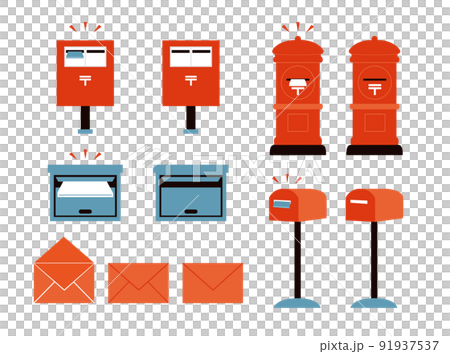 ポストに手紙を投函する ポストに手紙を投函する 91937537