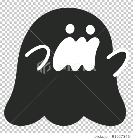 ハロウィンなどで使えるおばけのかわいいシルエットイラスト 91937546