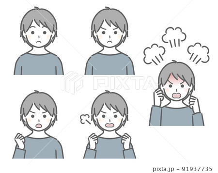 怒る表情の強弱 少年(私服) 怒る表情の強弱 少年(私服) 91937735