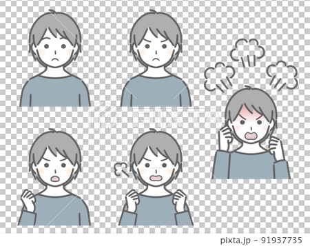 怒る表情の強弱 少年(私服) 怒る表情の強弱 少年(私服) 91937735