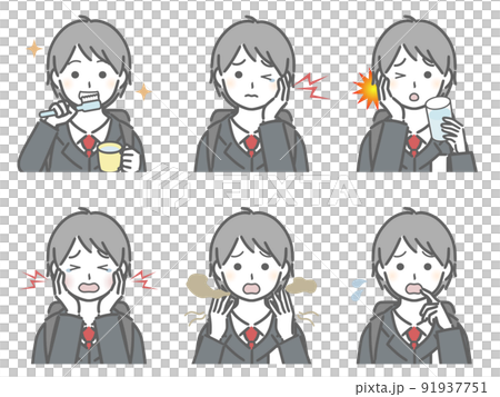 口の中に異常がある少年（制服） 91937751
