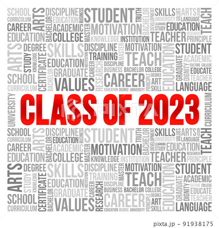 CLASS OF 2023 word cloud collage, education concept background CLASS OF 2023 word cloud collage, education concept background 91938175