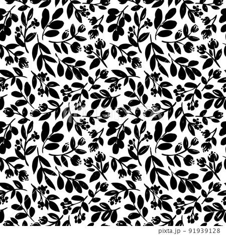 Hand drawn seamless meadow plants vector pattern. 91939128
