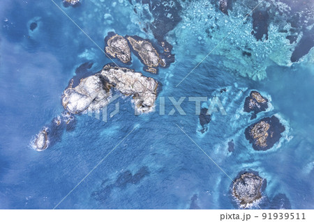 北海道 積丹 島武意海岸（空撮） 91939511