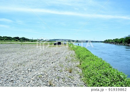 相模川の河川敷から見た海老名ジャンクション 相模川の河川敷から見た海老名ジャンクション 91939862