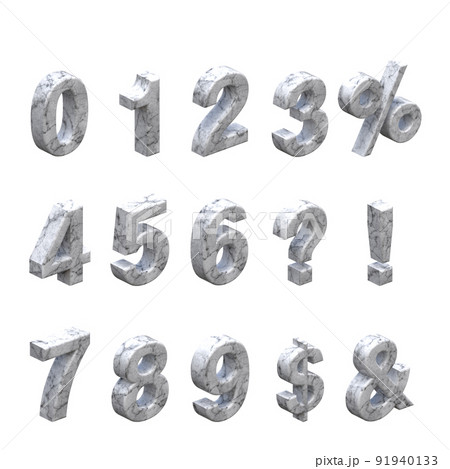 A 3d rendering image of white marble alpahbets 91940133