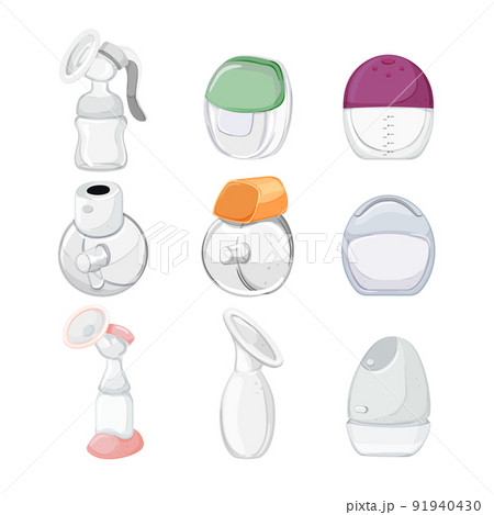breast pump set cartoon vector illustration breast pump set cartoon vector illustration 91940430