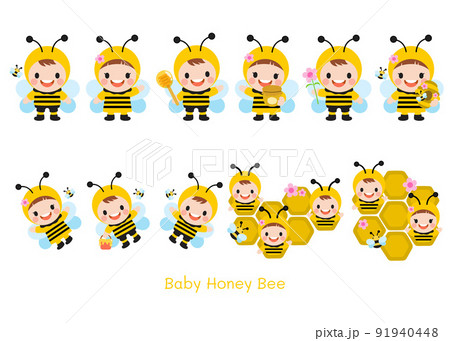 Baby Honey Bee Flat Clipart 91940448