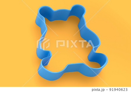 Metal cookie cutters for homemade Christmas biscuit on a yellow background. Metal cookie cutters for homemade Christmas biscuit on a yellow background. 91940623