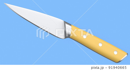 Chef's kitchen knife with a wooden handle isolated on blue background. 91940665