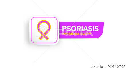 Psoriasis awareness month concept horizontal banner design template with yellow and violet ribbon and text isolated on white background. August is Psoriasis awareness month vector flyer or poster Psoriasis awareness month concept horizontal banner design template with yellow and violet ribbon and text isolated on white background. August is Psoriasis awareness month vector flyer or poster 91940702