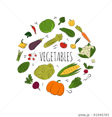 Vegetable set. Vector flat illustration. Vegetarian concept 91940765