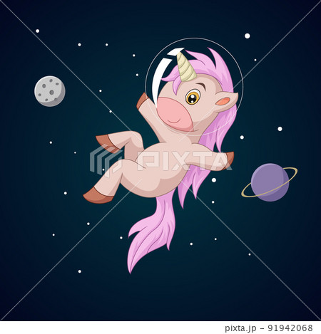 Cute unicorn cartoon in outer space Cute unicorn cartoon in outer space 91942068