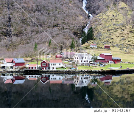 A beautiful villiage in Naeroyfjord, Norway 91942267