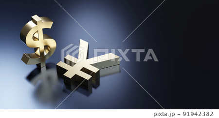 立体的なドル記号と円記号 / 為替・円相場・円安進行のコンセプトイメージ 91942382