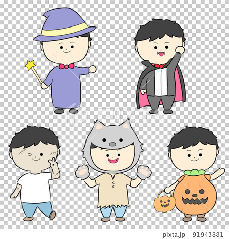 黒髪男の子のハロウィンコスプレ　5点セット 91943881