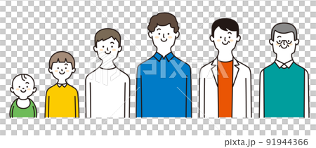 男性　世代　上半身　笑顔　アットホームカラー 91944366