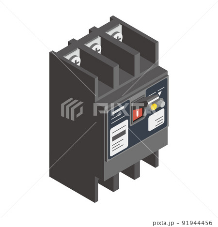 漏電遮断器のアイソメトリックイラスト 漏電遮断器のアイソメトリックイラスト 91944456