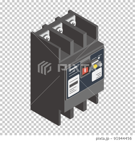 漏電遮断器のアイソメトリックイラスト 漏電遮断器のアイソメトリックイラスト 91944456