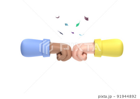 close up of a fist cartoon bump against isolated. 91944892