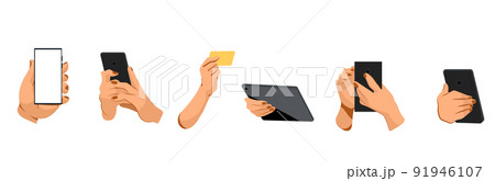 Set Mobile phones and tablets in hand Set Mobile phones and tablets in hand 91946107