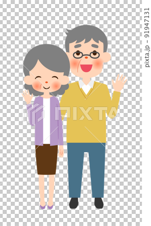 寄り添う笑顔のシニア夫婦 91947131