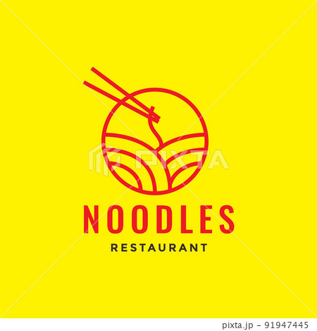 line circle geometric noodle and chopstick logo design vector graphic symbol icon illustration creative idea 91947445