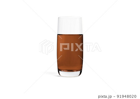 Glass of fresh sweet apple juice isolated on white background. 3D rendering realistic illustration. Glass for water. Vegan juice. Cleansing and detox. Empty liquid container. 91948020