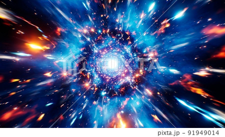 Blue Flame Energy and Red Fire Sparks Effect Blue Flame Energy and Red Fire Sparks Effect 91949014