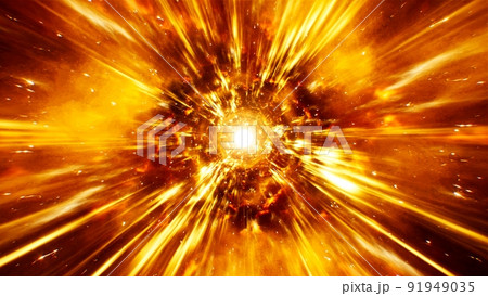 Exploding Light Streaks from Bursting Flame Energy 91949035