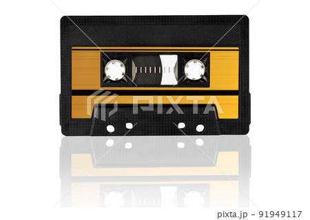 Retro vintage black audio cassette tape, isolated. Retro vintage black audio cassette tape, isolated. 91949117
