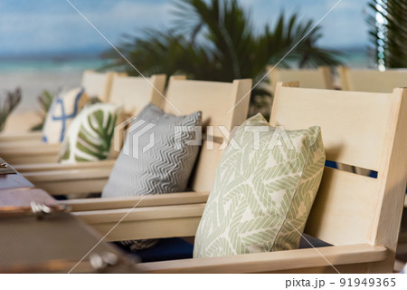 wooden chair for table set with a pillow 91949365