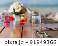 Close-up of glass on the set table 91949366