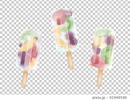 水果冰棒的插圖 91949590
