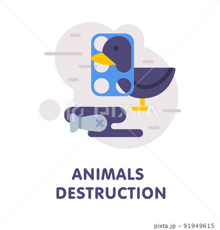 Animals Destruction with Trapped Bird Vector Illustration 91949615