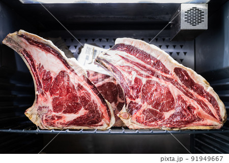 Veal Steak cured in a cold room with the Spanish denomination of origin Bou Taurus Veal Steak cured in a cold room with the Spanish denomination of origin Bou Taurus 91949667