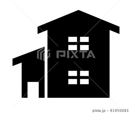 家のシルエット黒アイコンのイラスト素材