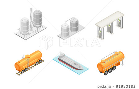 Oil or Petroleum Refinery Industrial Process with Crude Oil Production Isometric Vector Set Oil or Petroleum Refinery Industrial Process with Crude Oil Production Isometric Vector Set 91950183