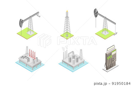 Oil or Petroleum Refinery as Industrial Process Plant with Crude Oil Production Isometric Vector Set Oil or Petroleum Refinery as Industrial Process Plant with Crude Oil Production Isometric Vector Set 91950184