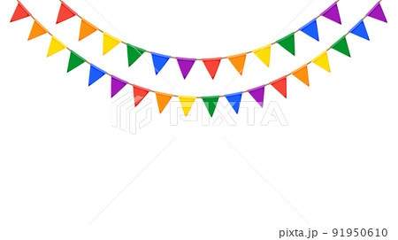 LGBT garland. Rainbow color pennants chain. Party bunting decoration. Triangle celebration flags for pride decor. Footer and banner background LGBT garland. Rainbow color pennants chain. Party bunting decoration. Triangle celebration flags for pride decor. Footer and banner background 91950610