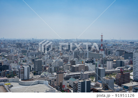 【大阪】通天閣の特別野外展望台から見る大阪市街【新世界】 91951126