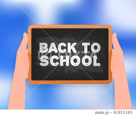 Modern chalkboard black template with sign back to school. Vector illustration Modern chalkboard black template with sign back to school. Vector illustration 91952165