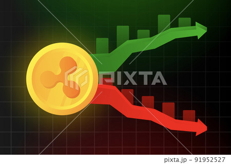 Ripple coin, online trading Crypto currency. Technical analysis candlestick chart. Stock exchanges index 91952527