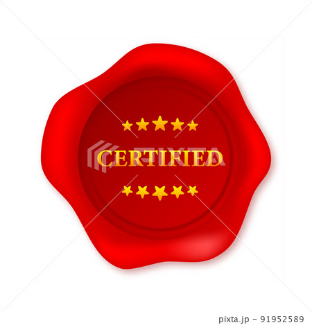 Certified Red Wax Seal candle stamp. Blank waxy emboss. Certified Red Wax Seal candle stamp. Blank waxy emboss. 91952589