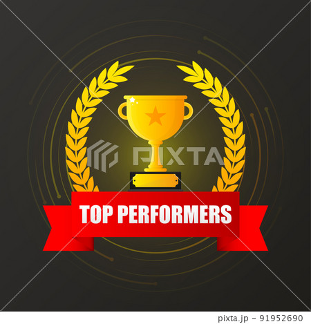 Top performance trophy in flat style. Flat vector illustration. Winner certificate Top performance trophy in flat style. Flat vector illustration. Winner certificate 91952690