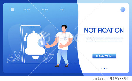 Cartoon illustration with notification people for marketing design. Isometric vector illustration 91953396