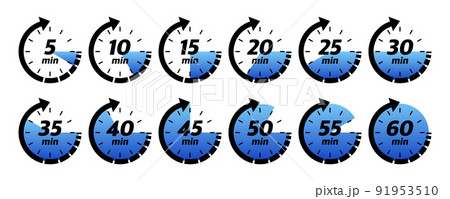 10, 15, 20, 25, 30, 35, 40, 45, 50 min, great design for any purposes. Vector logo 91953510