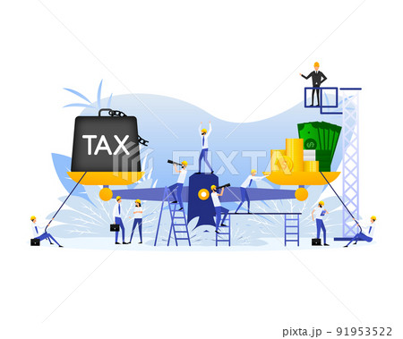 Tax scale in flat style. Business concept. Accounting concept. Isometric business concept Tax scale in flat style. Business concept. Accounting concept. Isometric business concept 91953522